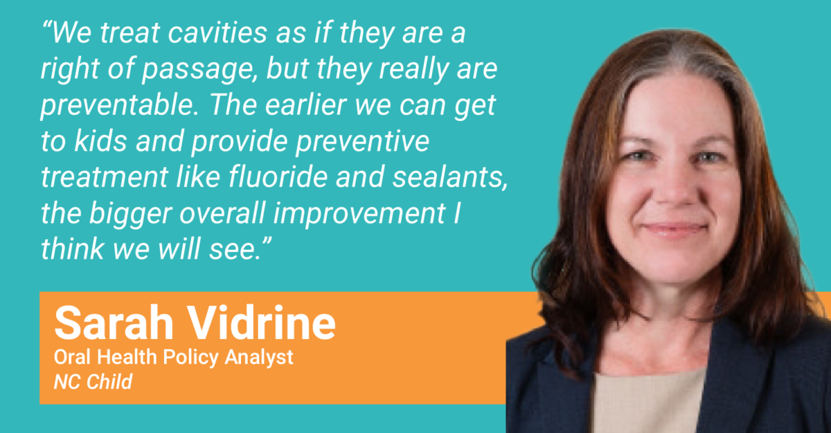 Graphic featuring an NCOHC interview with Sarah Vidrine, NC Child's policy analyst