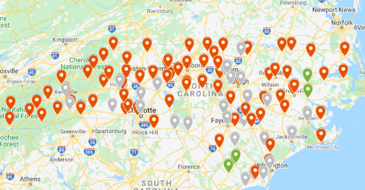 Picture of NCOHC's statewide provider access map