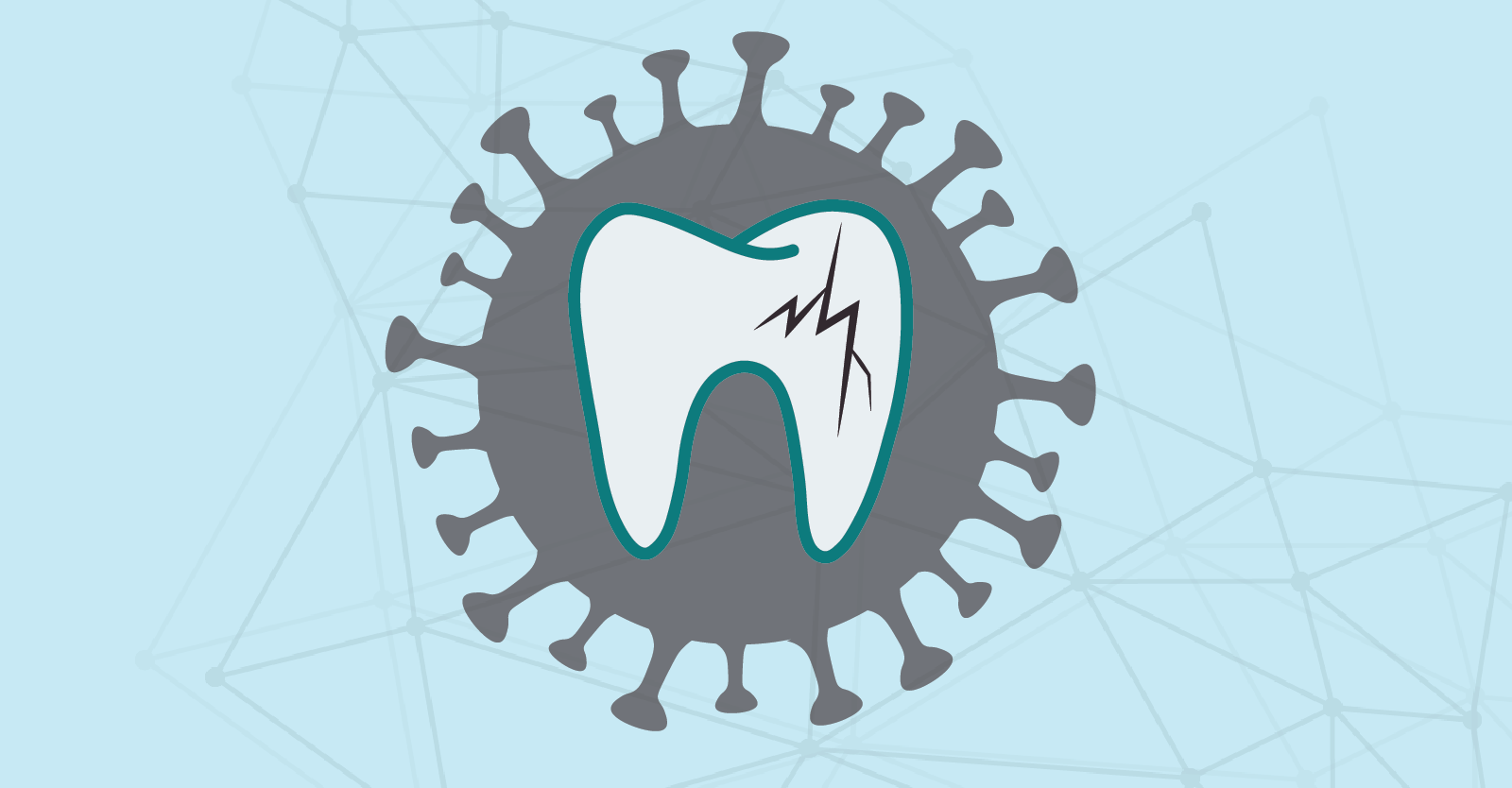 cracked tooth and COVID virus graphic